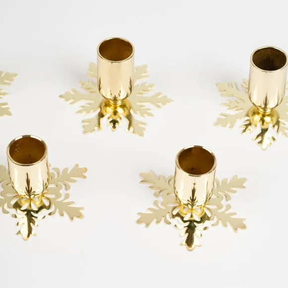 Set of 5 Gold Snowflake Candle Holders 4