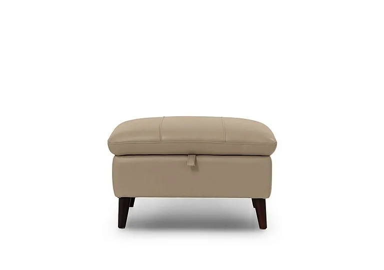 Winner Leather Storage Footstool - Barley