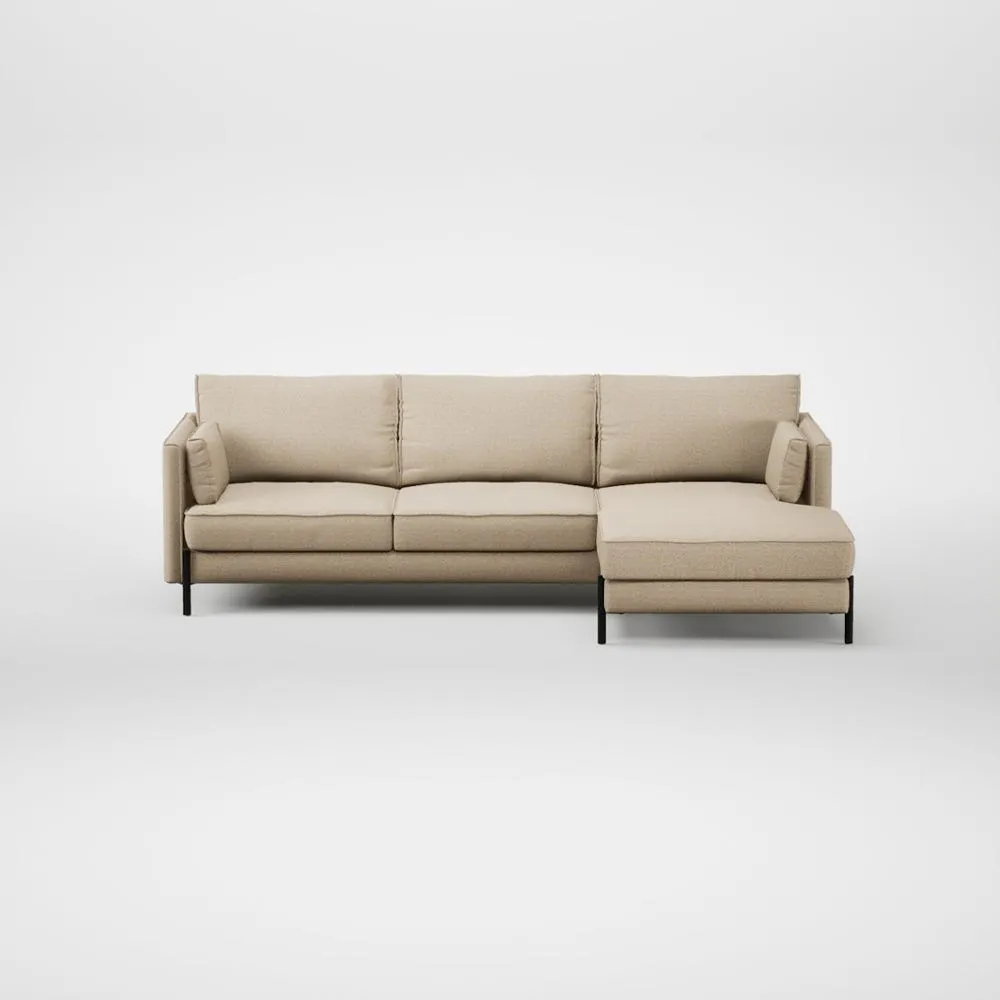 Heal's Tortona Right Hand Facing Chaise Sofa Loop Twill Fossil Black Feet 2