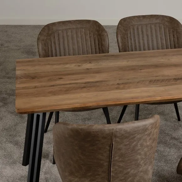 Quebec 4 Seater Rectangular Dining Table with 4 Chairs, Brown 5