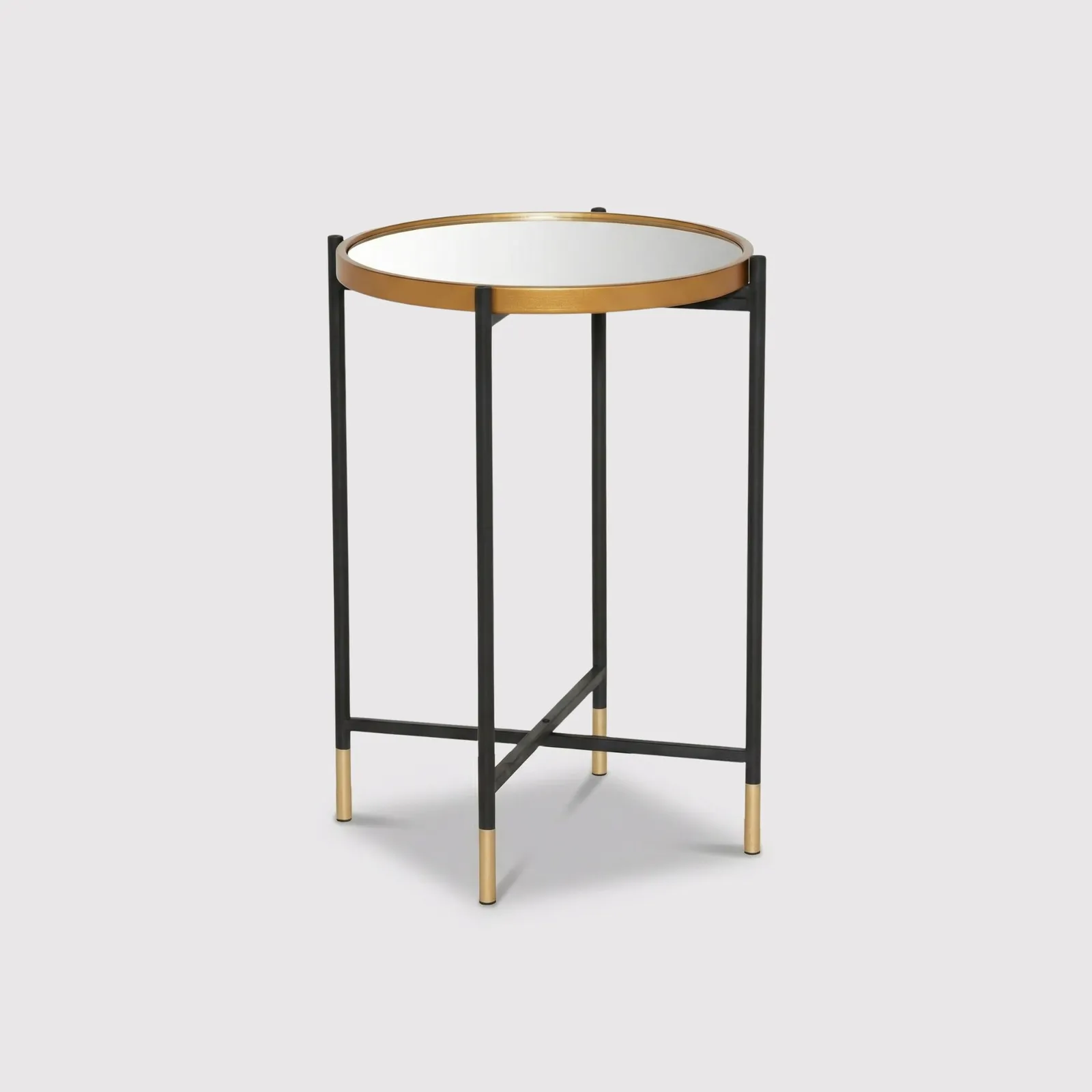 Medium Mirror Top Side Table, Black Metal | Barker & Stonehouse