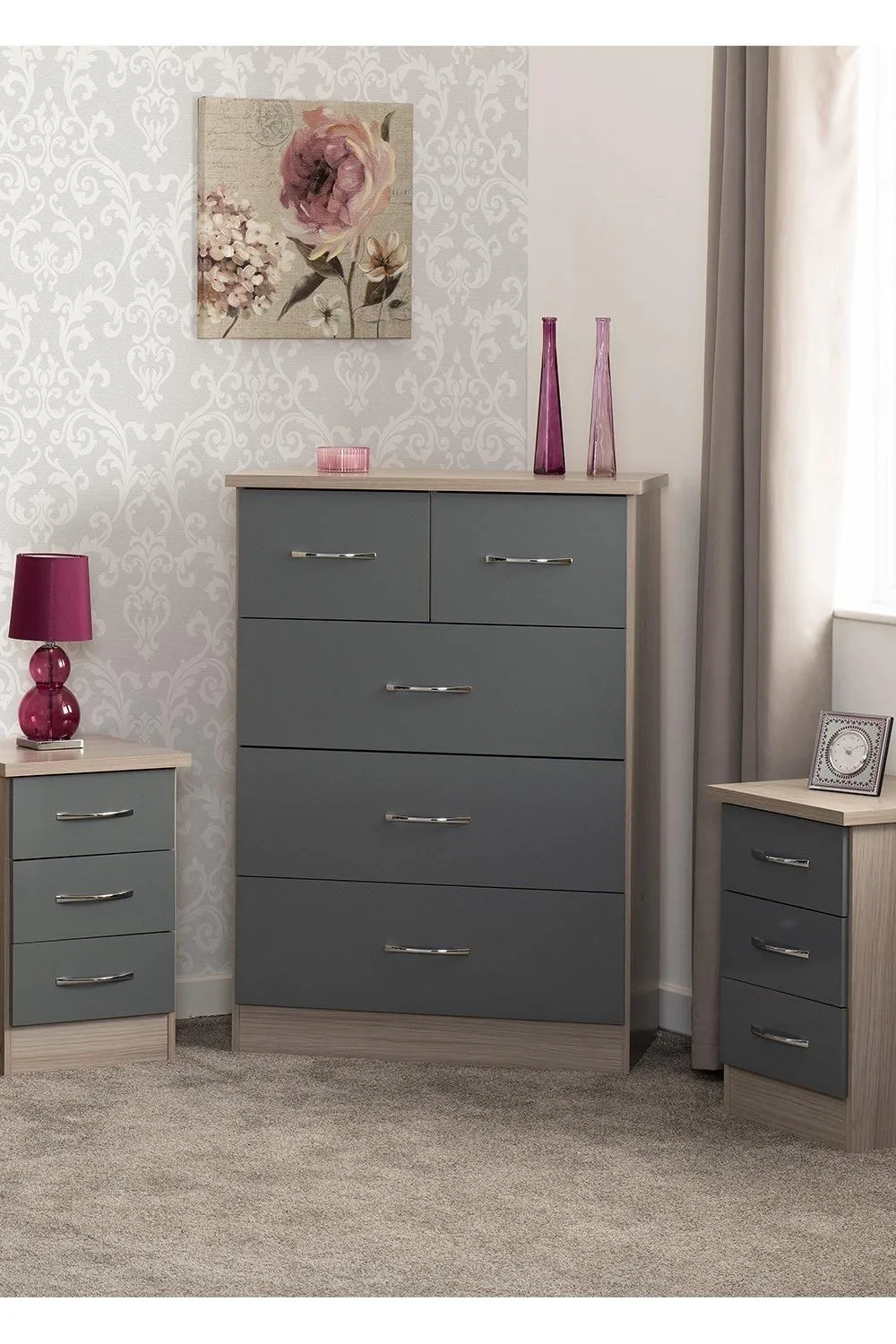 Seconique Nevada 3+2 Drawer Chest in Grey 1