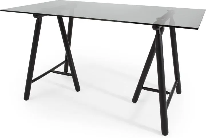 Philly Desk, Black and Smoked Glass