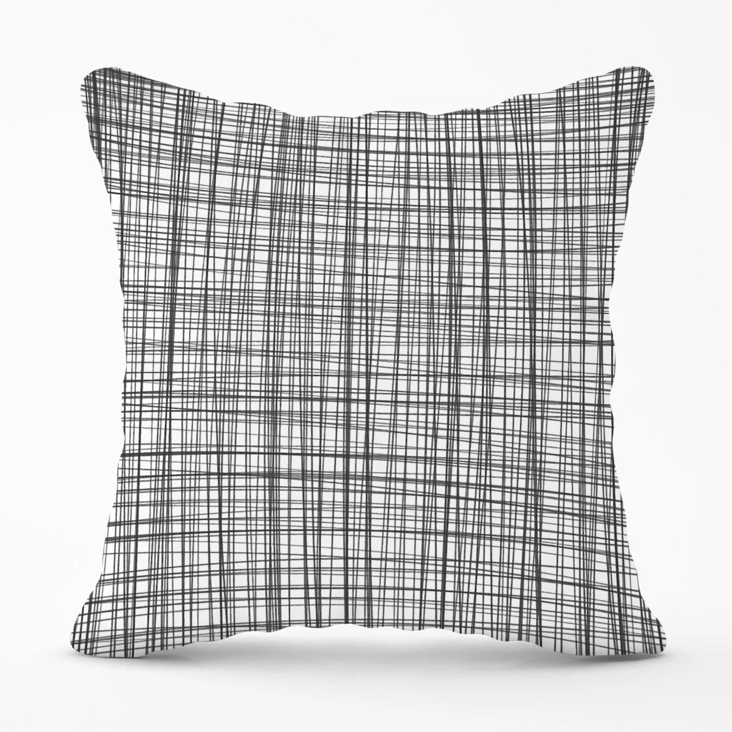Warren Reed - Designer Monochrome Pencil Scribble Outdoor Cushion in Grey