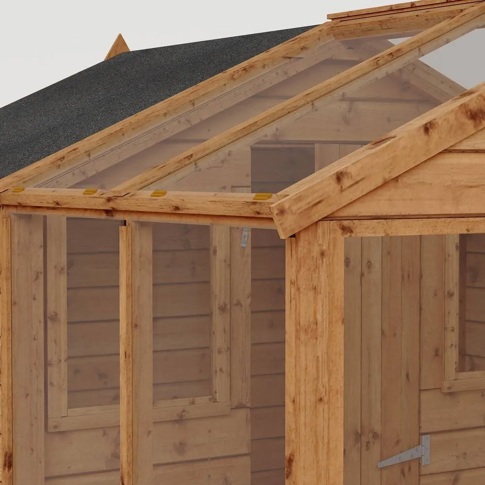 Mercia Traditional Apex Greenhouse/Shed Combo - L245.8 x W201 x H205.8 cm in Brown 6