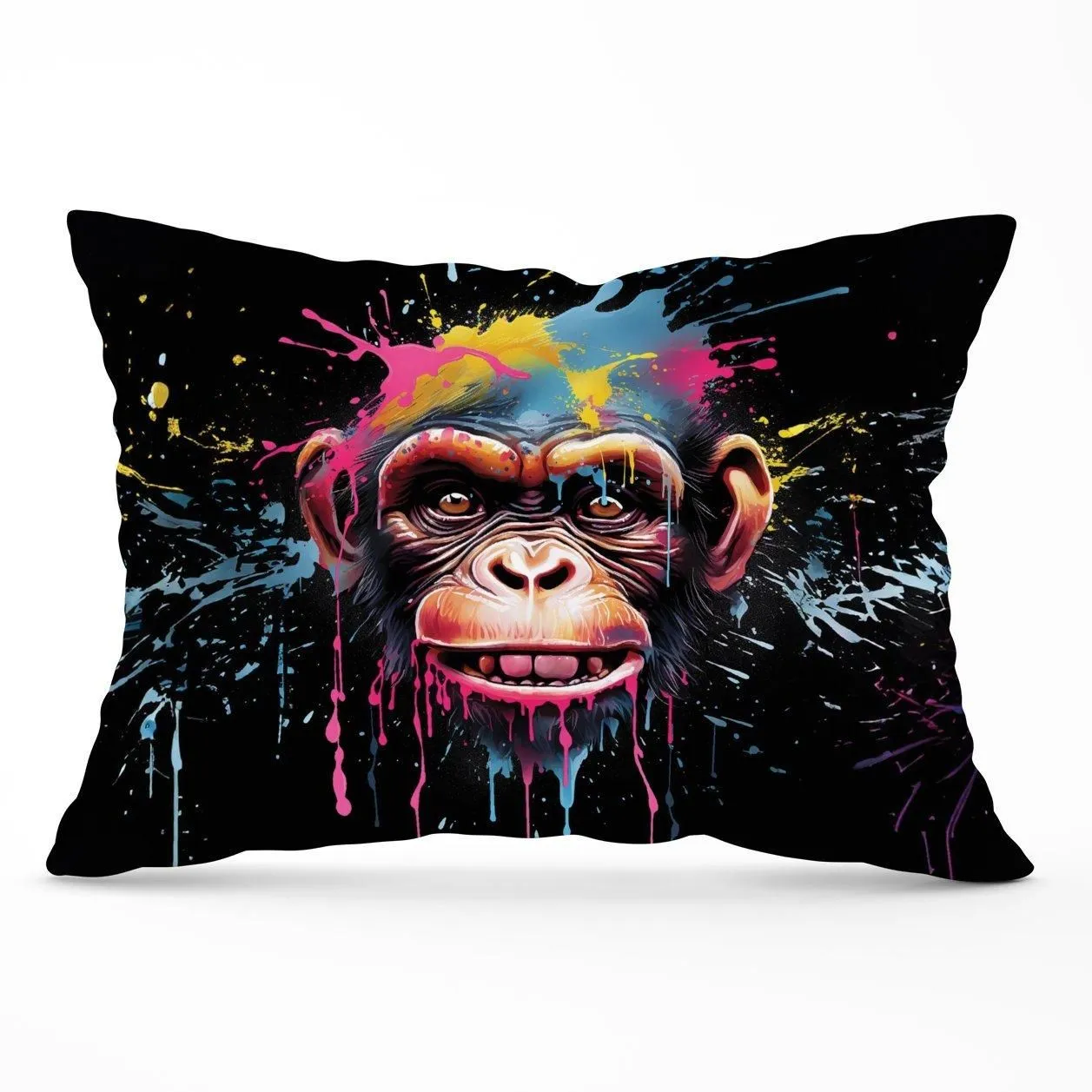Warren Reed - Designer Multi Coloured Monkey Face Splashart Cushions in Blue