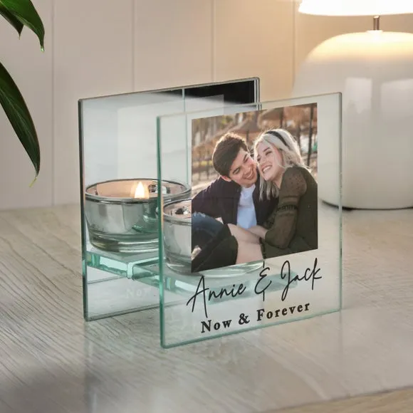 Personalised Photo Mirrored Glass Tealight Holder 3
