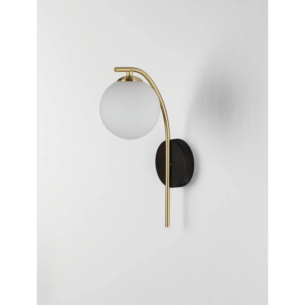 Netlighting Savoy Globe Wall Lights Opal Satin Gold Matt Black LED G9 1x5W 5