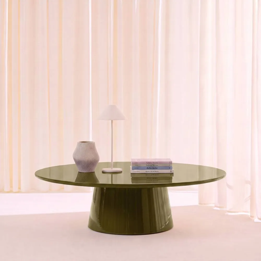 sweeek Oval coffee table with glossy finish in Khaki 3