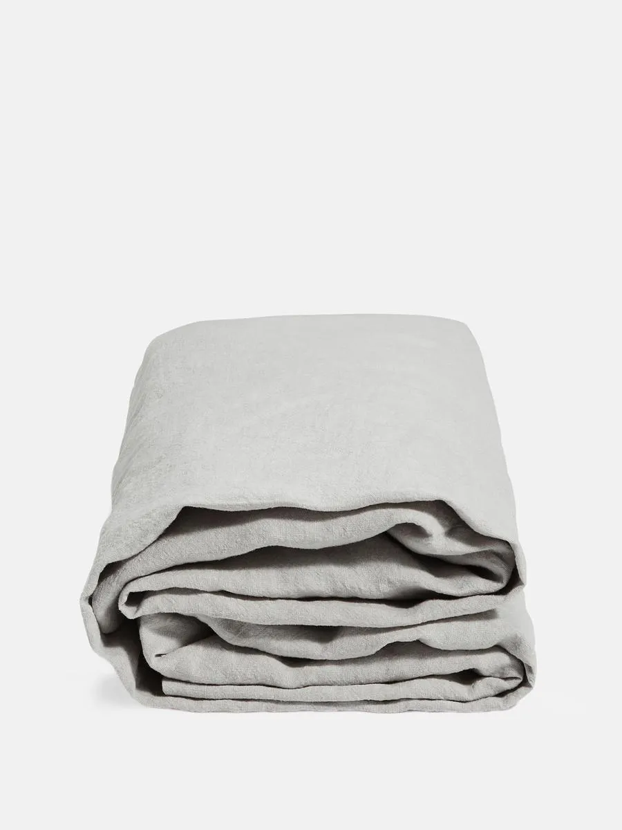 Luna Linen Fitted Sheet, Light Grey, Double/Full