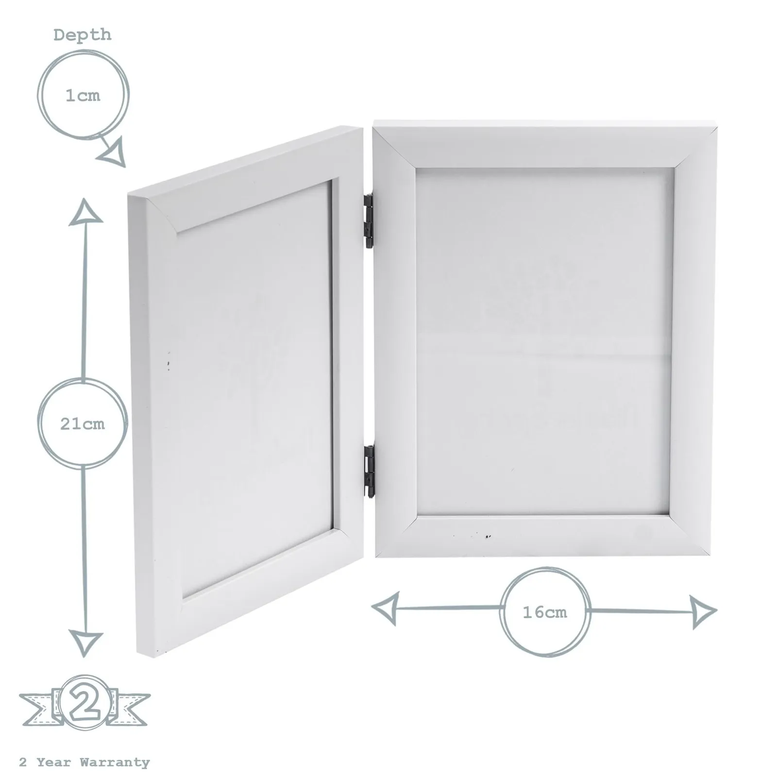 Nicola Spring Folding 2 Photo Frames - 5 x 7" - Black - Pack of 2 in White 3