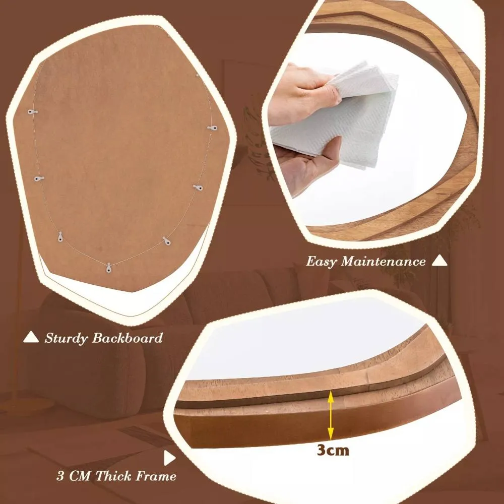 Costway Irregular Framed Decoration Wall Mirror Makeup Vanity Mirror W/Expansion Screws in Natural 6
