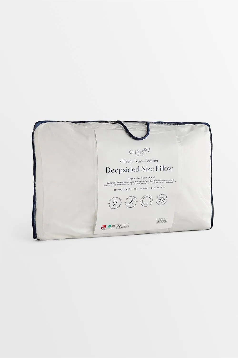 CHRISTY Classic Filled Hollowfibre Medium Firm Deepsided Pillow in White 3