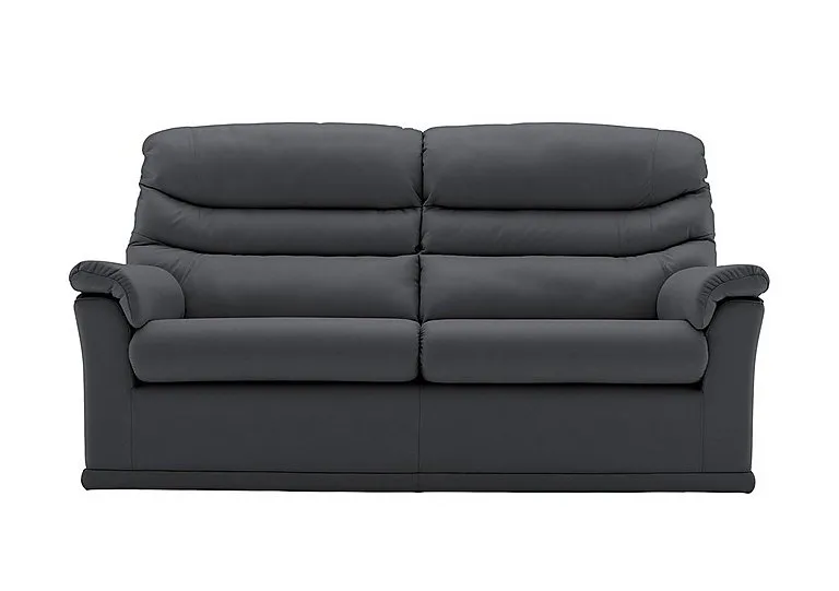 Malvern 2 Cushion 3 Seater Leather Sofa - No Recliner - Cambridge Petrol Blue