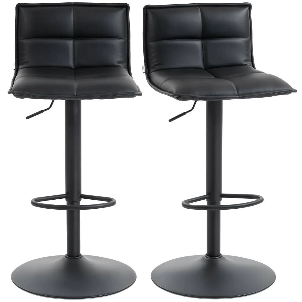 HOMCOM Bar Stools Set of 2 Swivel Height Adjustable Barstools in Black 2