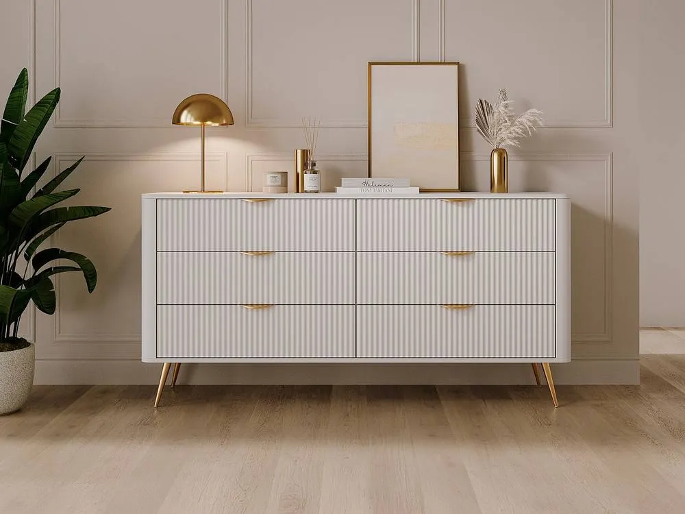 Vente-unique 6-Drawer Chest Of Drawers - White & Gold - ELONARIA 3