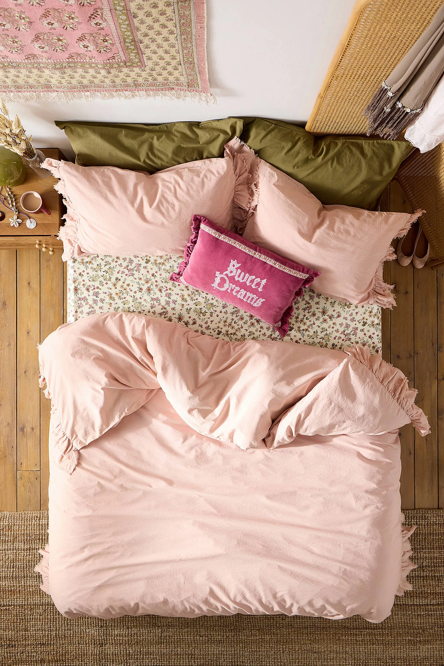 Double Ruffle Duvet Set - Rose 2