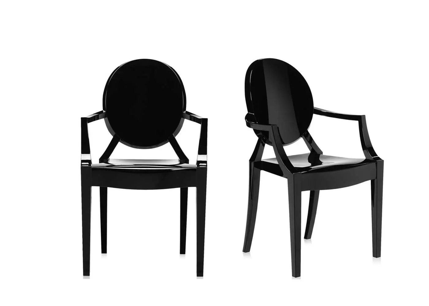 Kartell Louis Ghost Armchair Gloss Black Set of 2