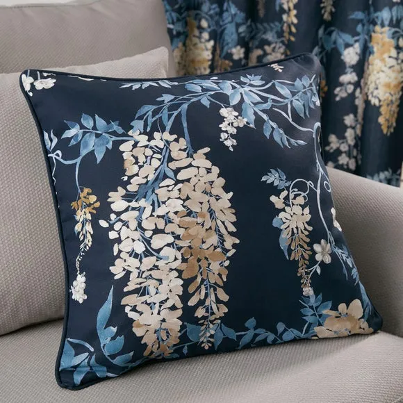 Wisteria Floral Cotton Square Filled Cushion