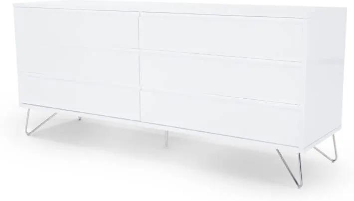 Elona Wide Chest of Drawers, White Gloss