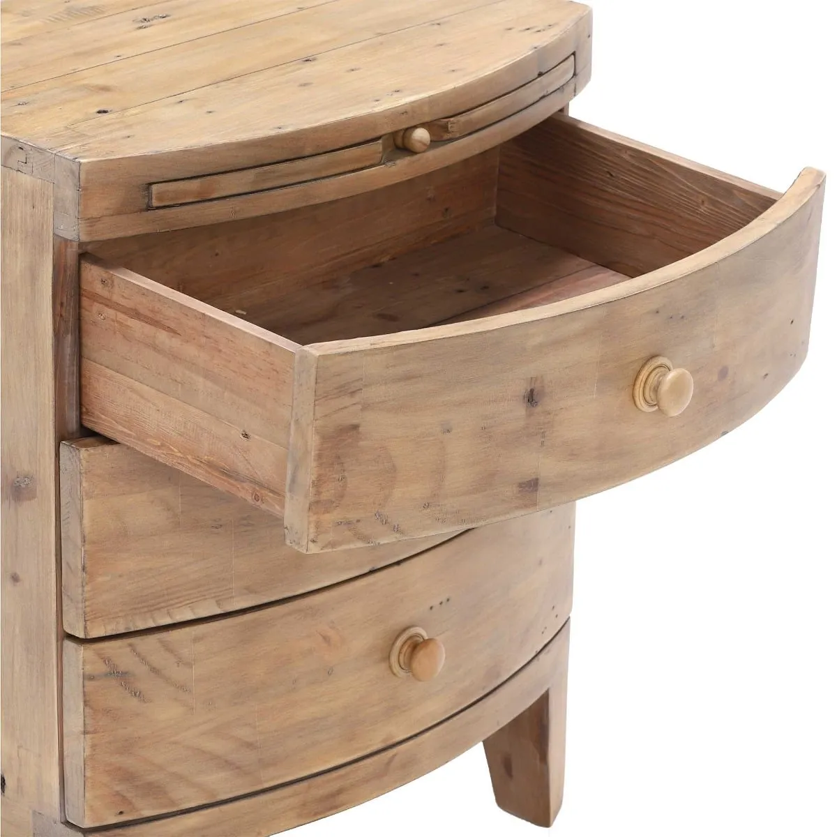Lewes 3 Drawer Wide Bedside Table, Neutral Wood | Barker & Stonehouse 4