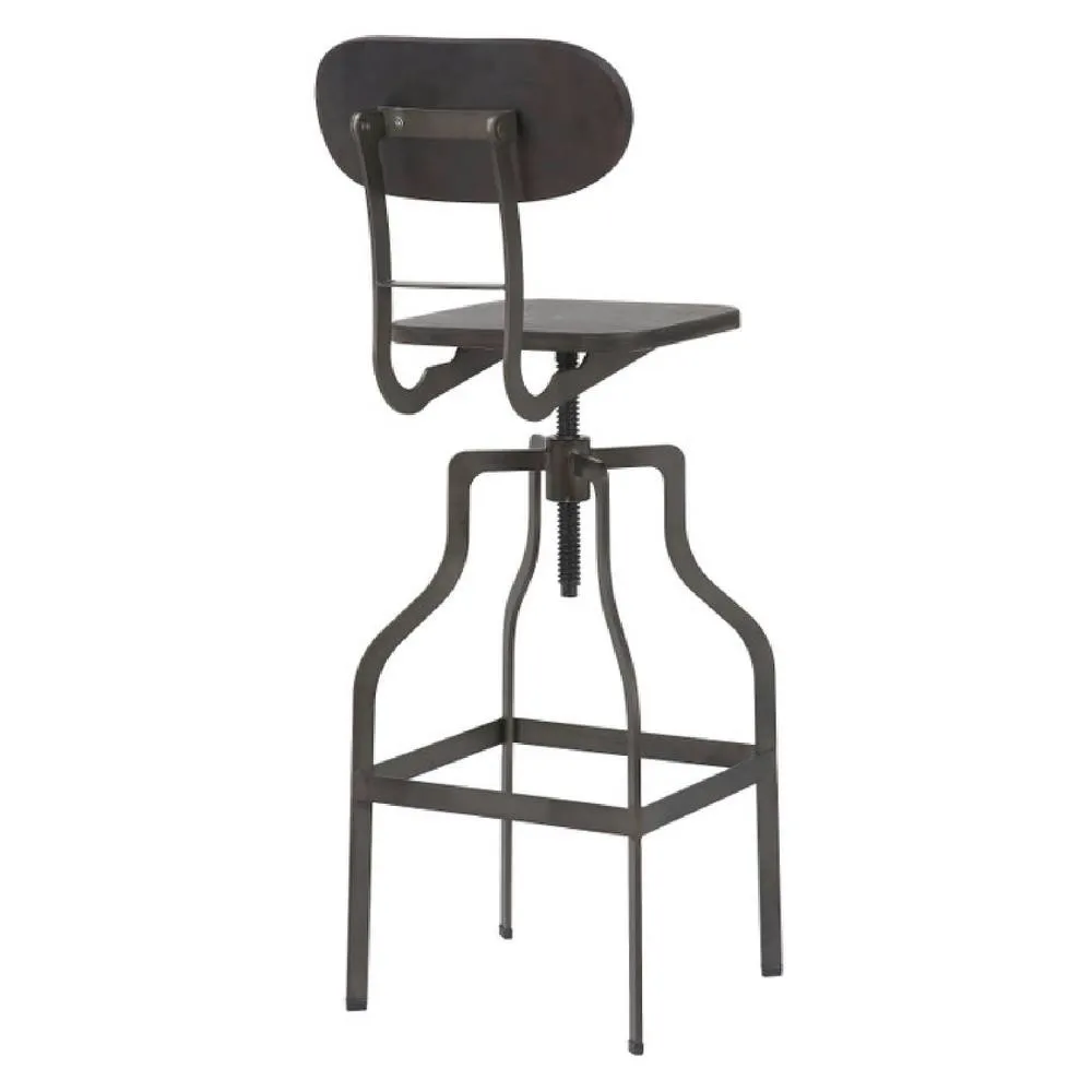 netfurniture Bolzing Retro Industrial Kitchen Bar Stool Espresso Wood Seat in Brown 5