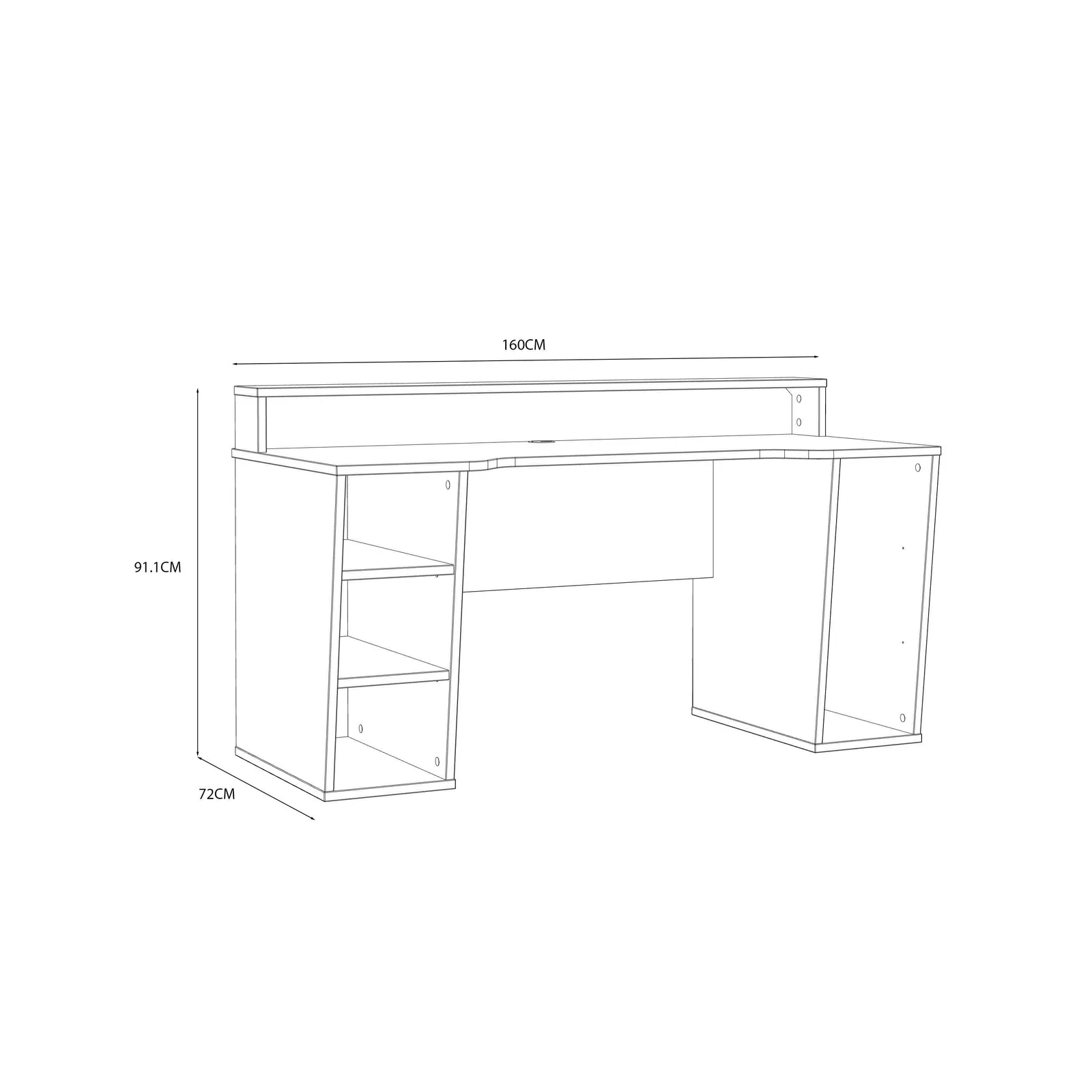 Furniture To Go Loadout Black Gaming Desk 2 Shelves with Colour Changing LED 6