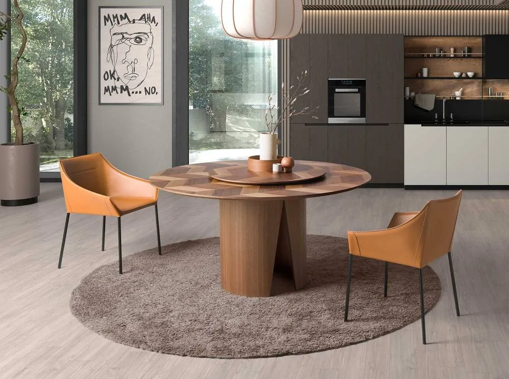 Angel Cerda Round Walnut Dining Table 150 cm Dia x 76 cm, Seats 6 in Brown 3
