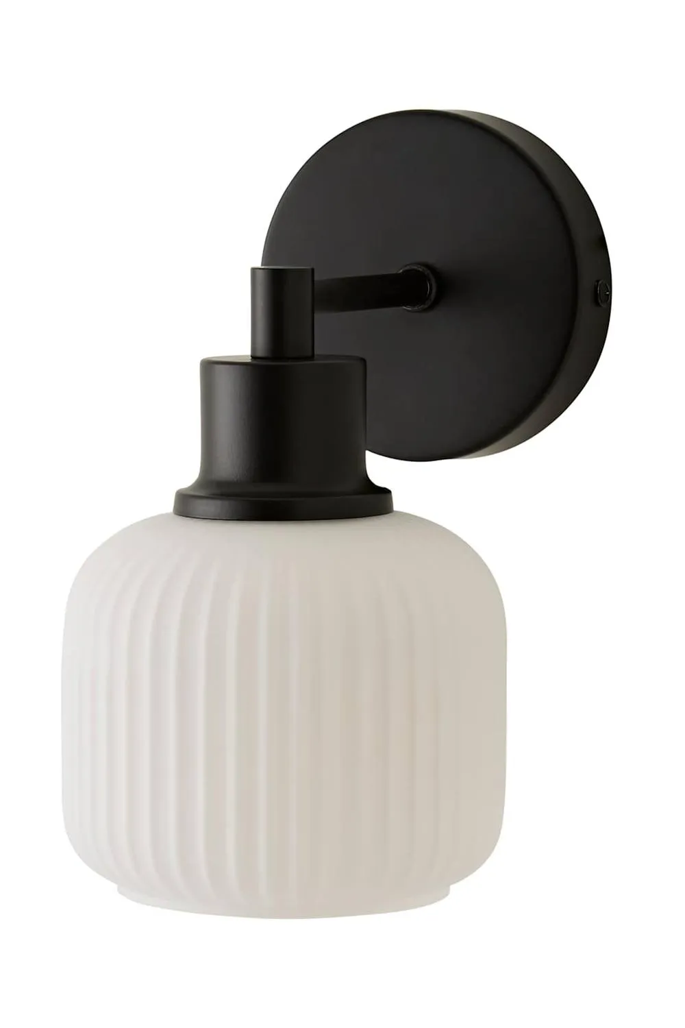 ValueLights Calpe Ribbed Glass Semi Flush Metallic Arm Wall Light in Black 6