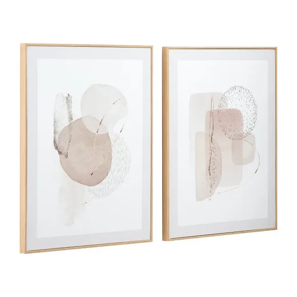 Set of 2 Natural Abstract Framed Canvases 2