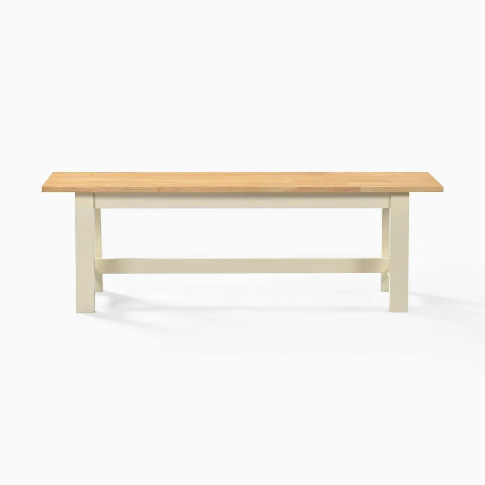 FurnitureboxUK Blakeney Oak & Cream Solid Wood Dining Bench 3