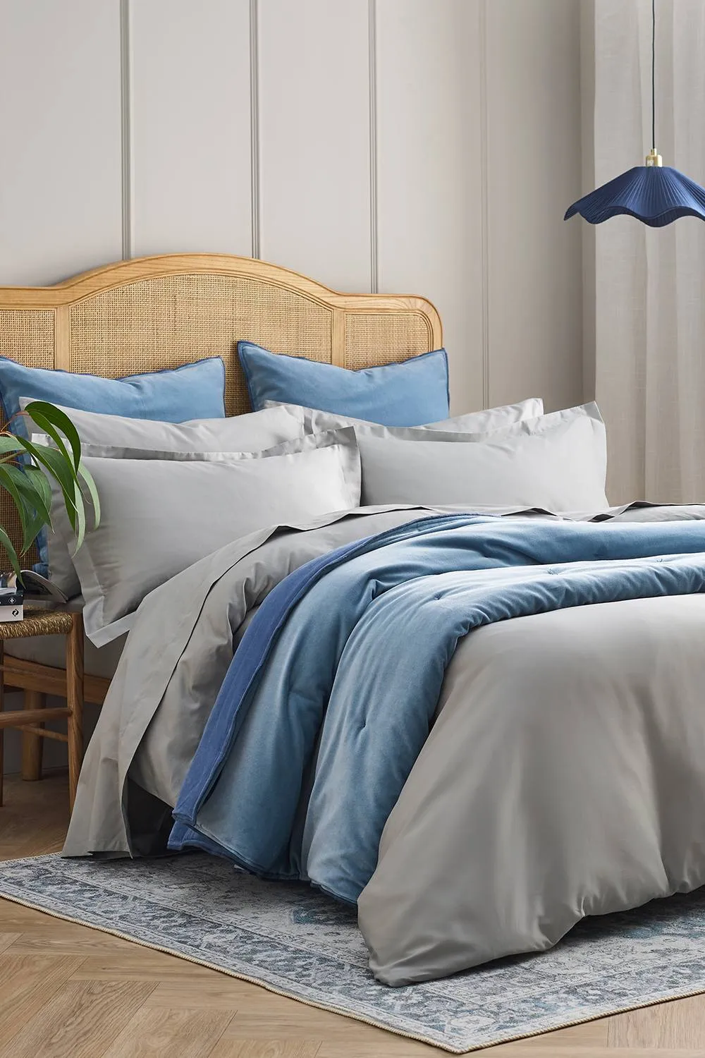 CHRISTY 400TC Luxury Cotton Sateen Plain Dye Duvet Cover Sets in Pale Grey 1