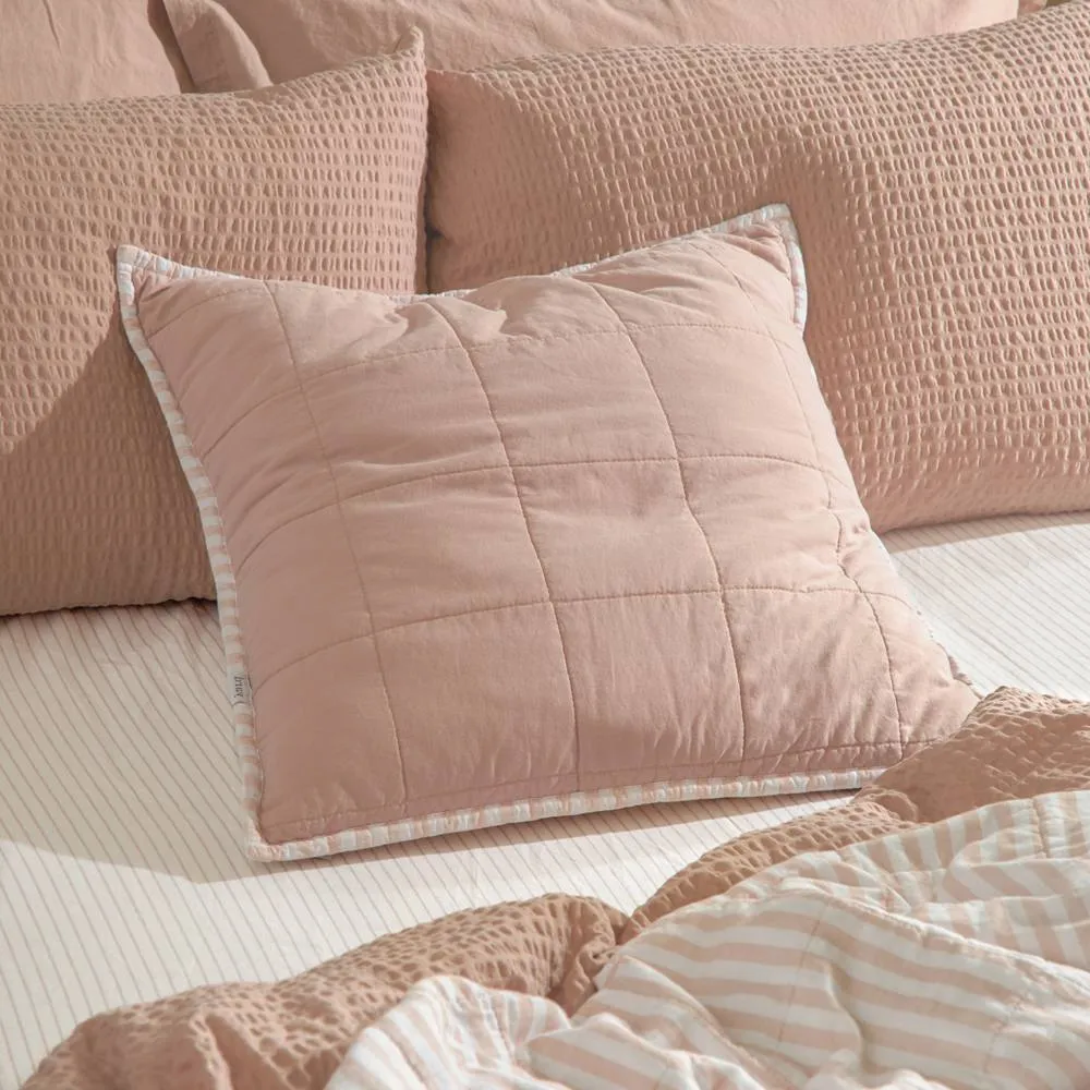 Yard Hebden Striped 100% Cotton Cushion in Pink