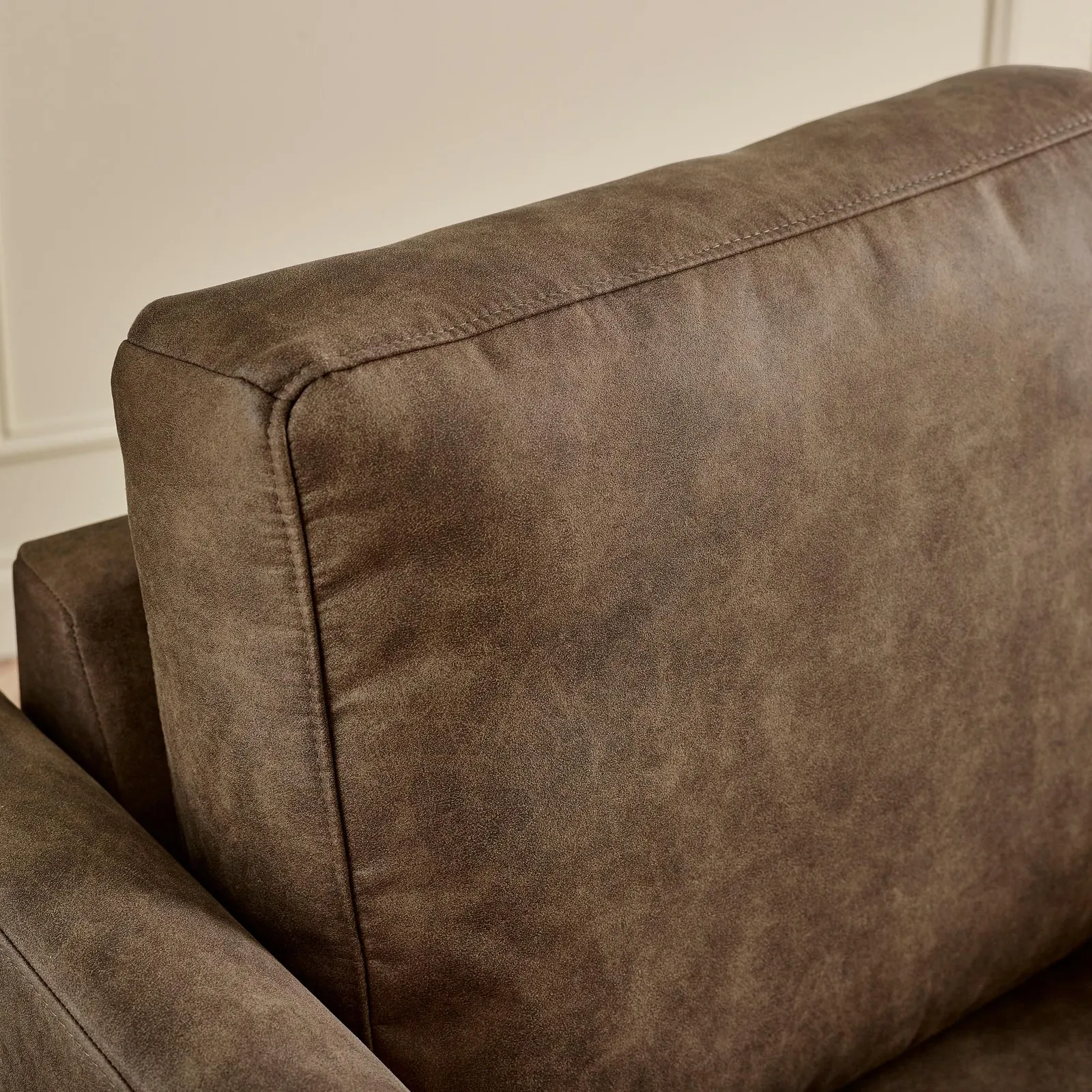 FurnitureboxUK Logan Brown Faux Leather 2 Seater Sofa 4