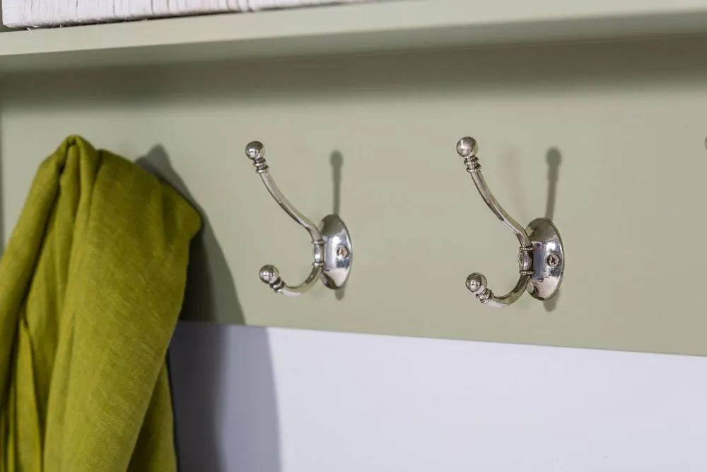 Statement Furniture Tetbury Large Hallway Coat Rack / Shelf with Wicker Storage Baskets in Light Green 5