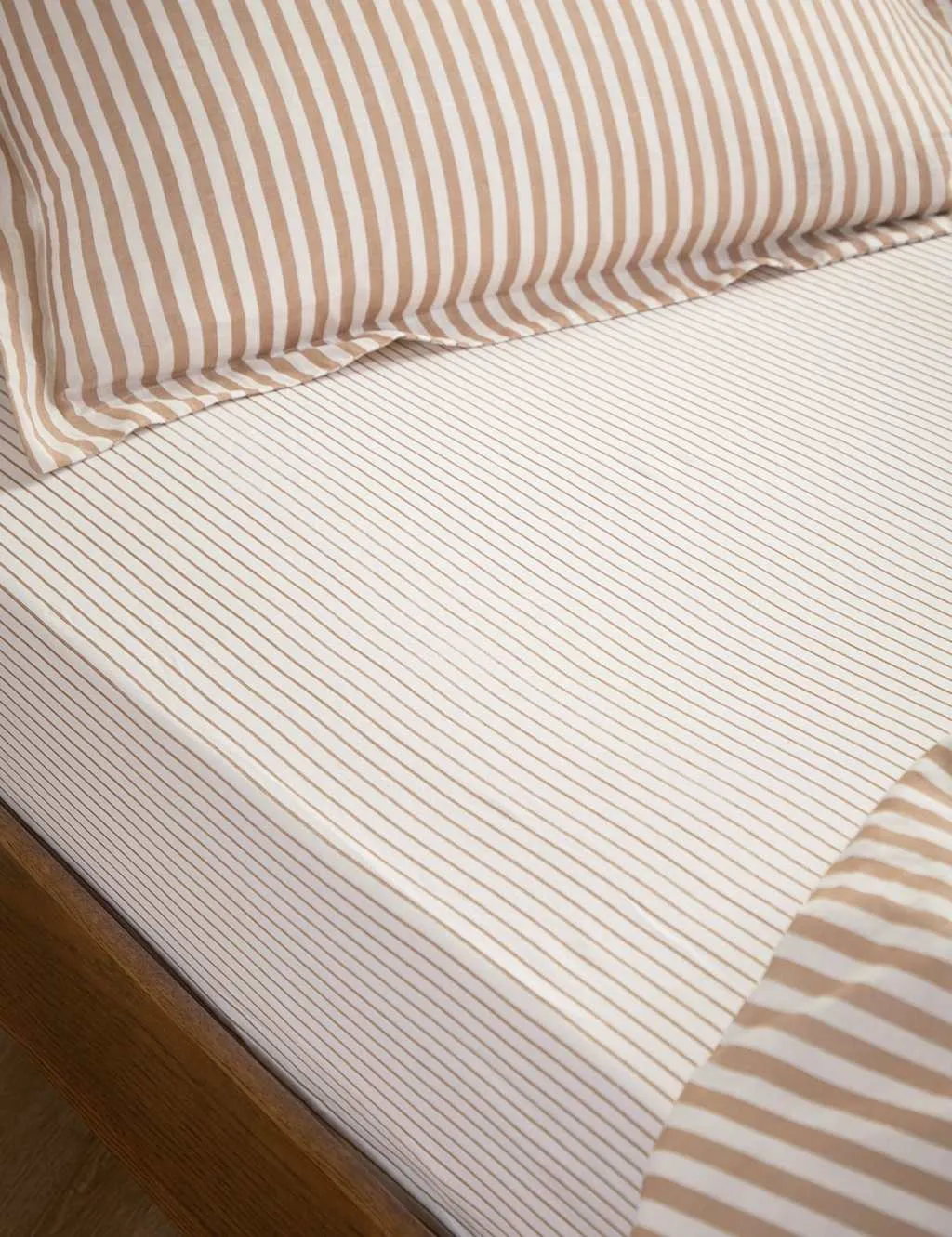 YARD Pure Cotton Hebden Striped Fitted Sheet Natural Mix