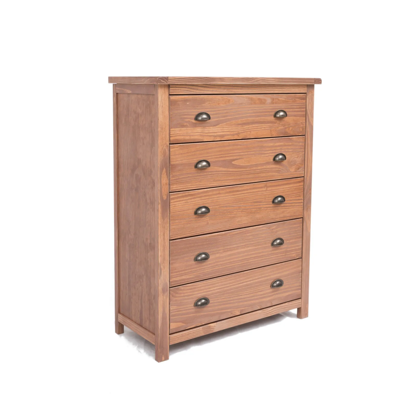 Cabinet Bits Padua 5 Drawer Chest of Drawers Brass Cup Handle in Brown 2
