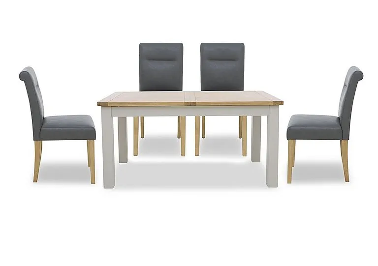 Lewis Rectangular Extending Dining Table and 4 Roll Back Faux Leather Chairs - Dark Grey