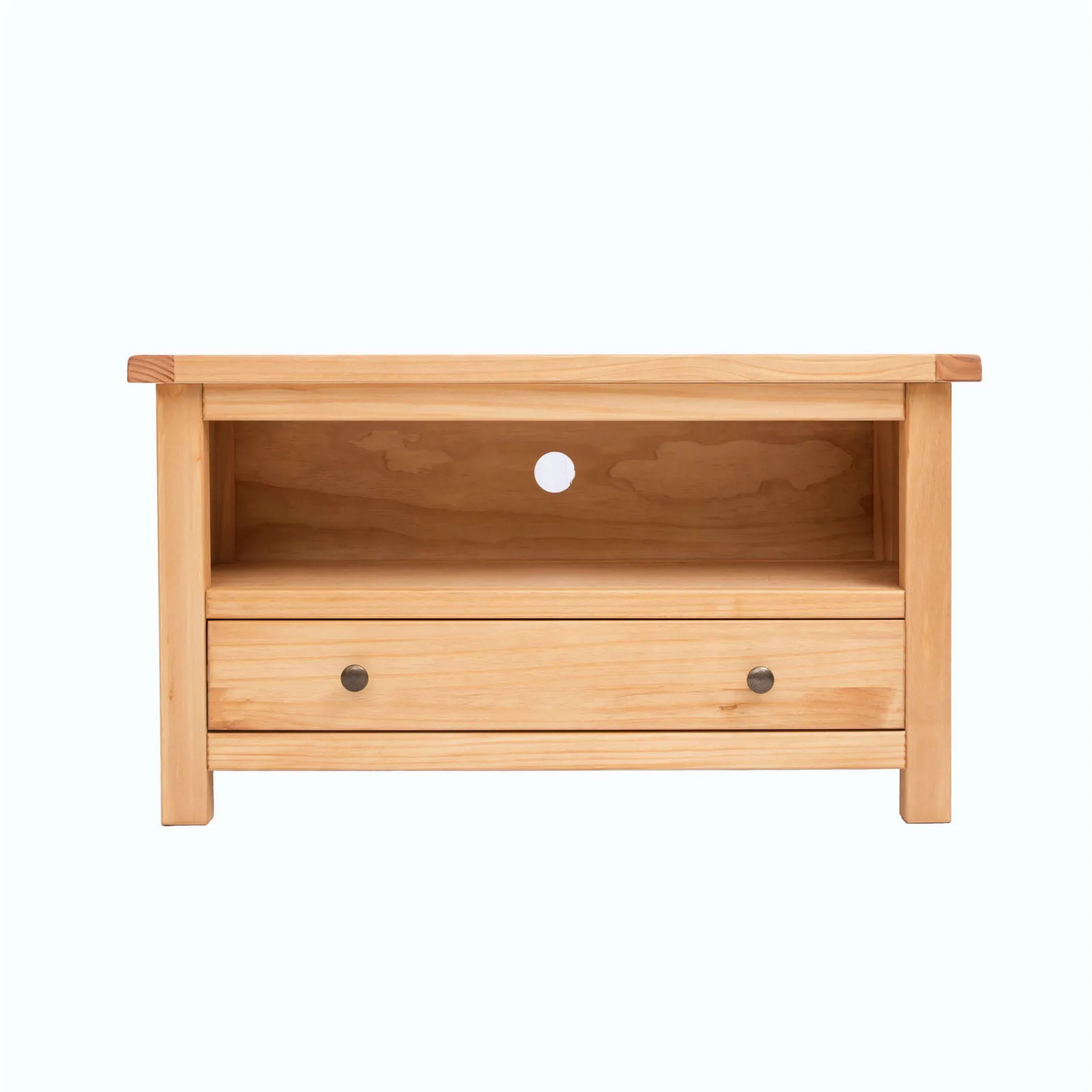 Cabinet Bits Lugo Waxed 1 Drawer TV Cabinet Brass Knob in Light Brown