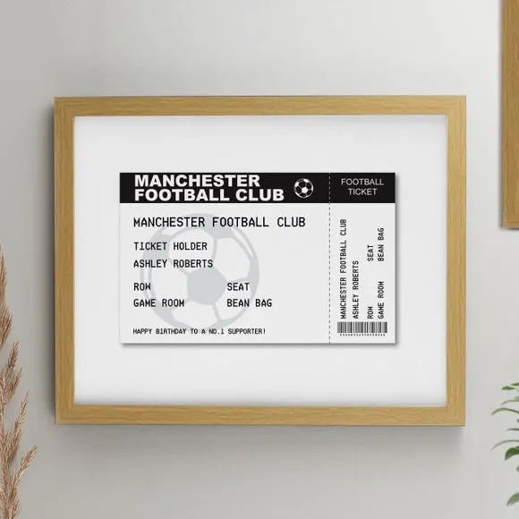 Personalised Football Ticket Poster Frame 1