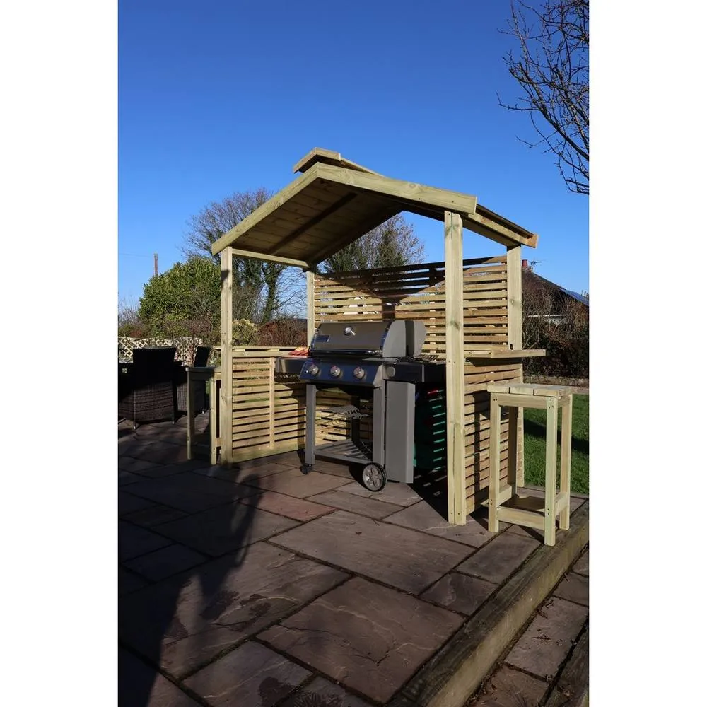 Churnet Valley Garden Furniture Ltd Grill & Chill BBQ Hut - L111.5 x W224 x H233 cm Partially Assembled in Light Tan 5