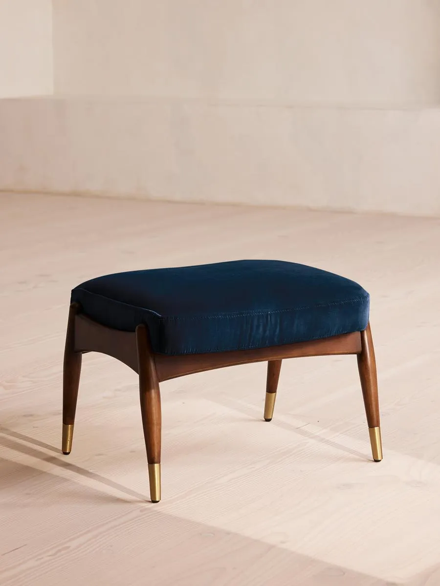 Theodore Footstool, Velvet, Royal Blue