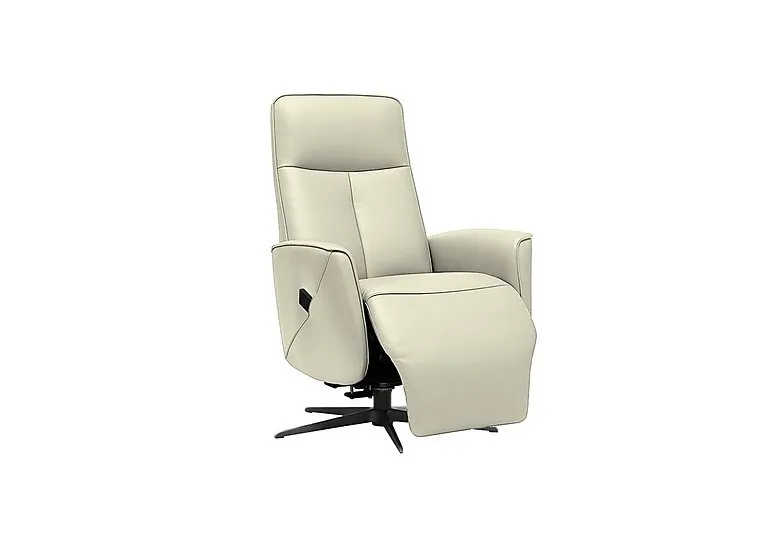 Maribo Leather Lift and Rise Power Recliner Chair with Power Headrest and Black Base - Cambridge Chalk