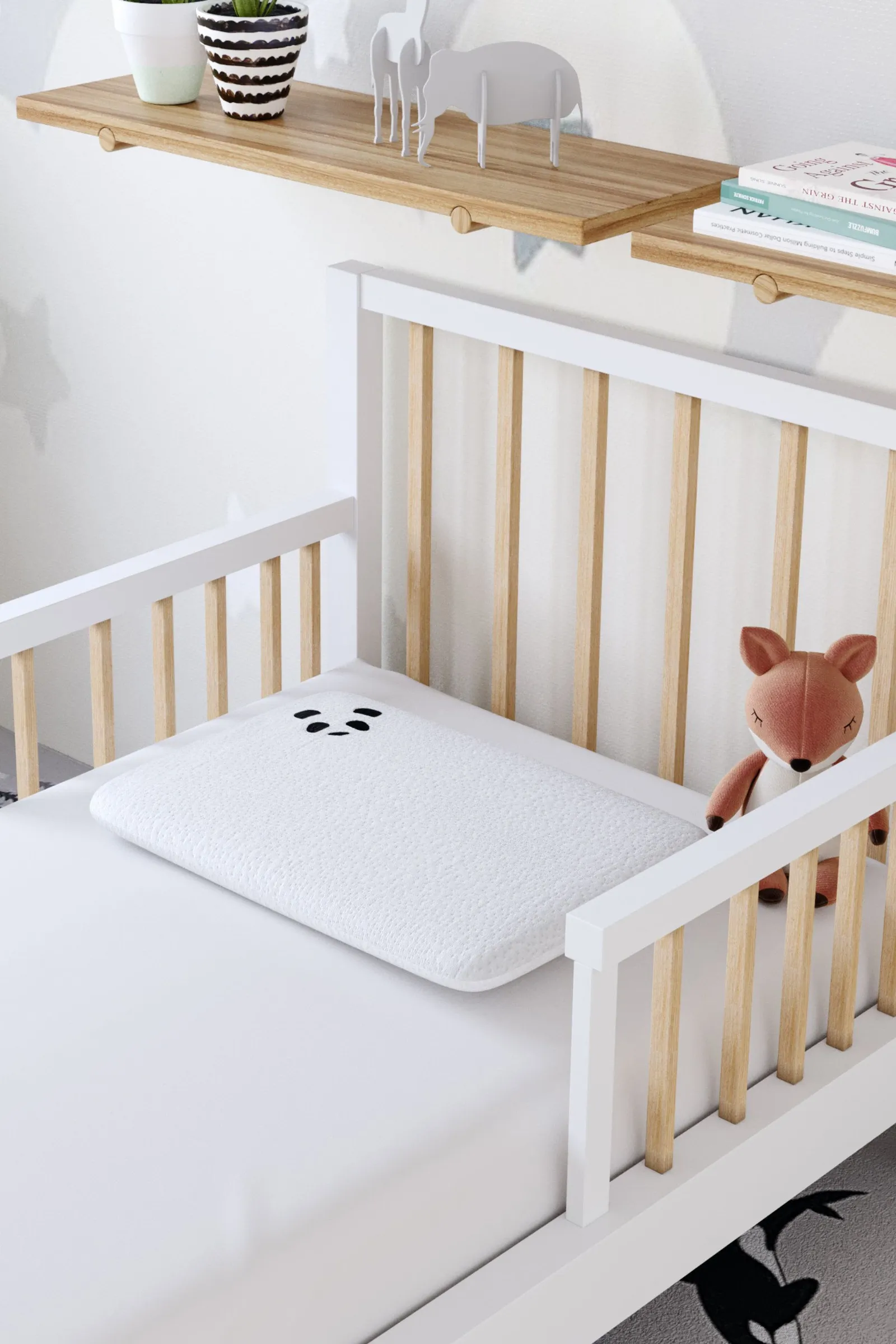 Panda London Memory Foam Bamboo Baby Pillow in White 3