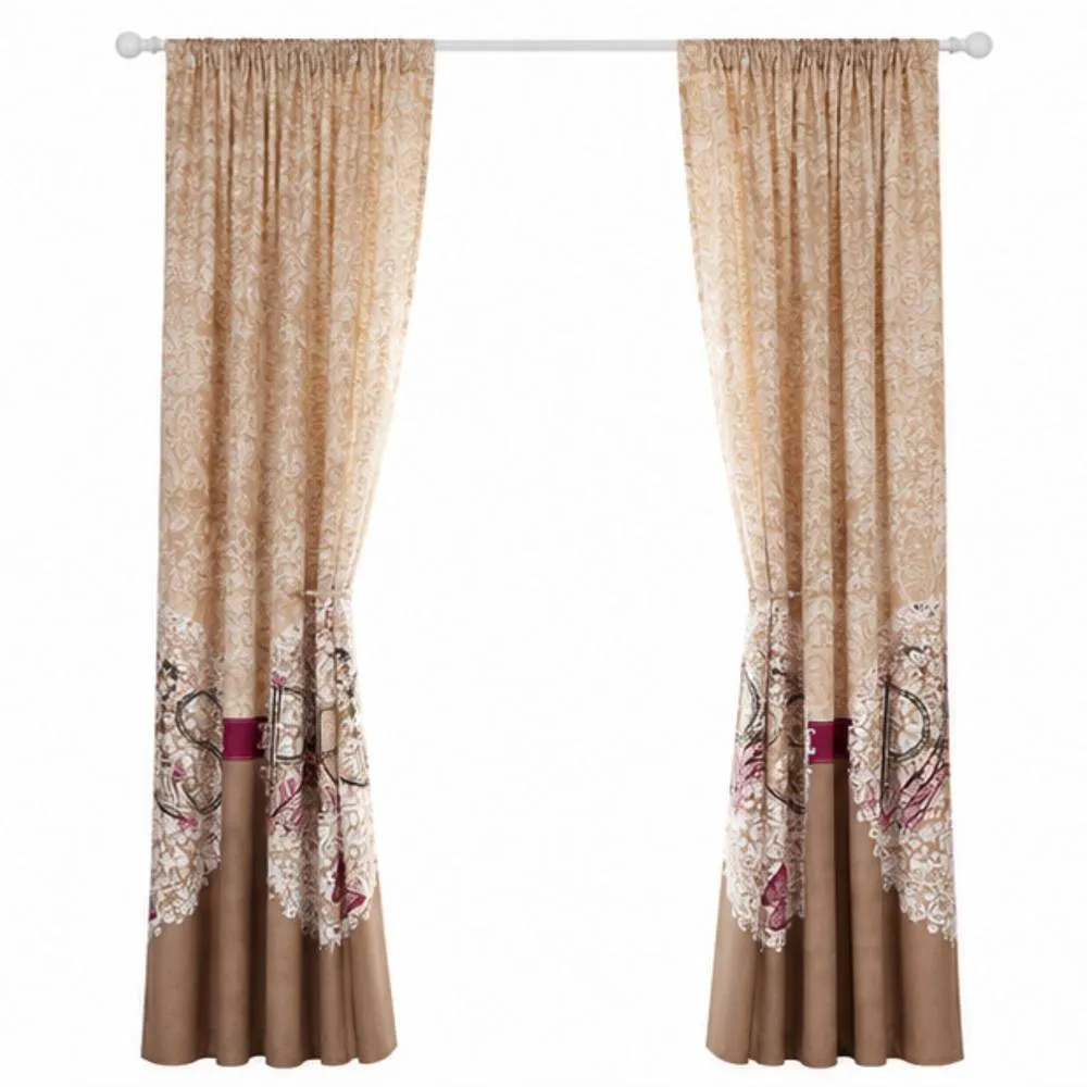 Smart Living Oooh La La Curtains Pair with Tie Backs - Eiffel Tower Print in Natural 4