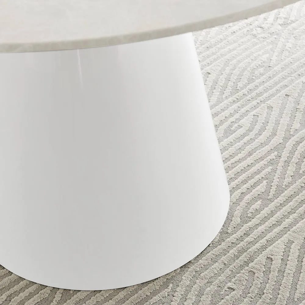 FurnitureboxUK Palma Beige Stone Effect Round Dining Table & 4 Taupe Halley Chairs 6