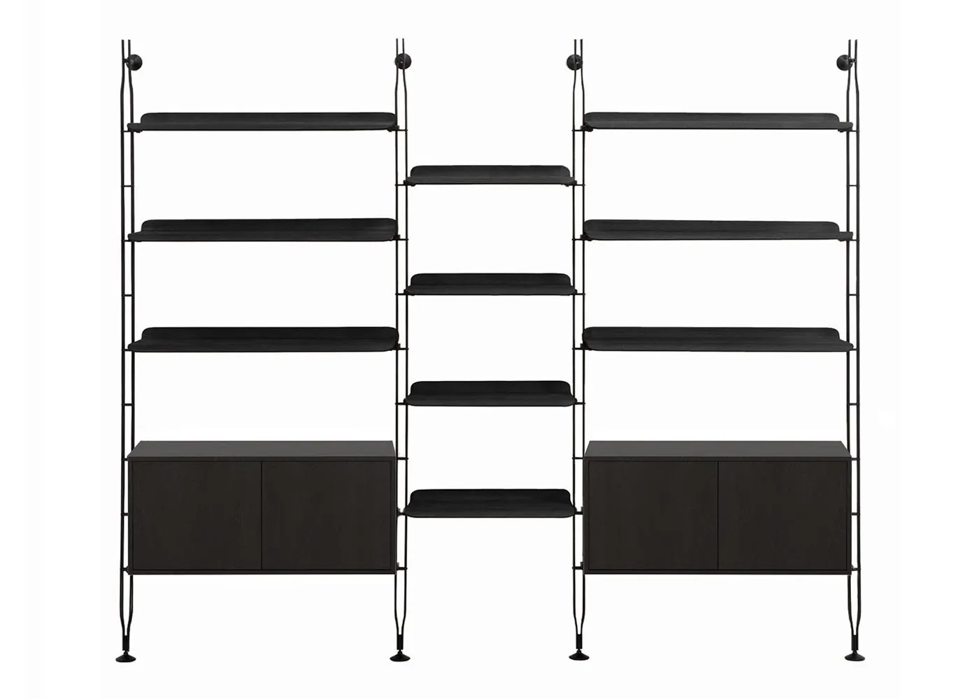 Kartell Adam Wood Bookshelf 6+4 Shelves 2 Cupboards Ash Black 1