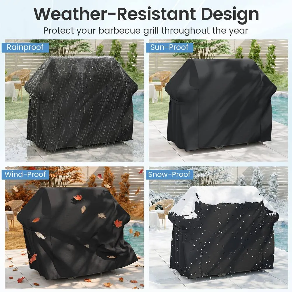 Costway Grill Cover Heavy Duty Waterproof BBQ Cover with Dual Handles in Black 6