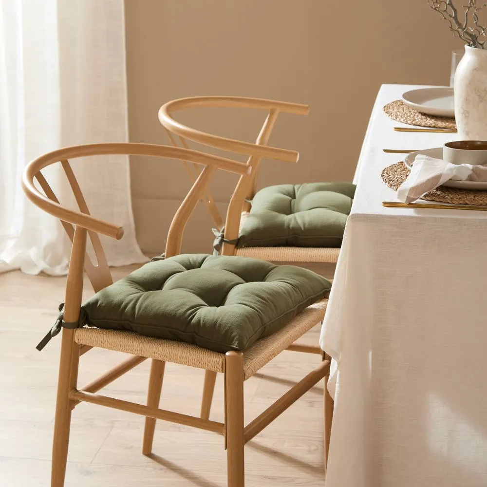 Yard Slub Cotton 2-Pack Plain Indoor/Outdoor Seat Pads in Khaki 1