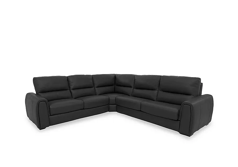 Flex Leather Large Corner Sofa - Classic Black